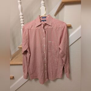 Faconnable - Red and White Checked Women's Dress Shirt - Size S - 100% Cotton